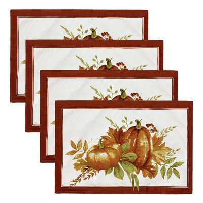 Slayton Autumn Pumpkin Grove 4 Piece Placemat Set