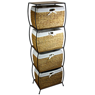Seagrass Basket Storage 17 " Wide 4 Vertical Filing Cabinet
