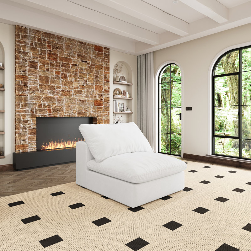 Salon modulaire de 160 po, 4 coussins épais, sièges rembourrés de plumes, fermeture à glissière, canapé minimaliste, nuage blanc avec coussins, large convertible pour la chambre, housses de coussins à fermeture à glissière