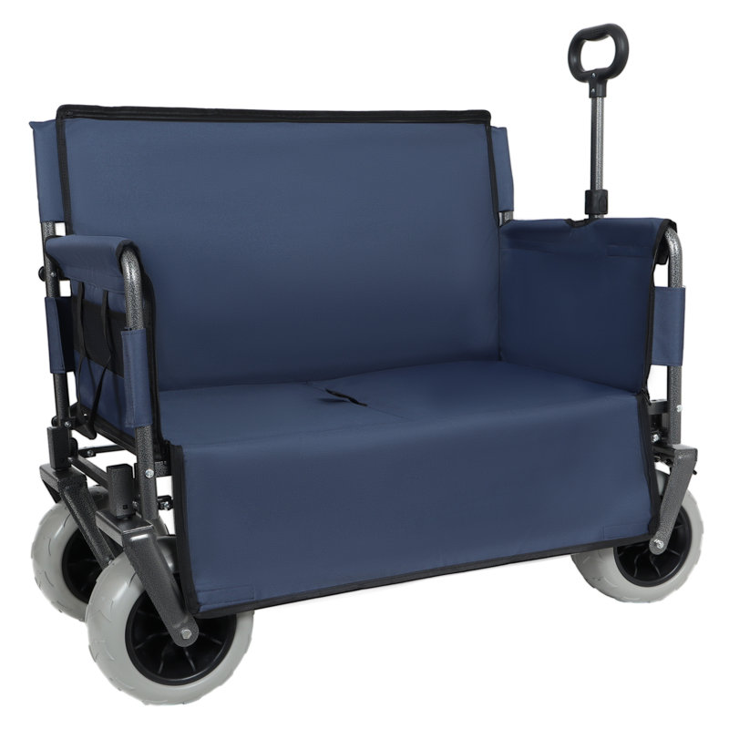 Chariot pliant robuste avec banquette - Chariot de plage tout-terrain d'une capacité de 500 lb avec des roues de 9 po de largeur