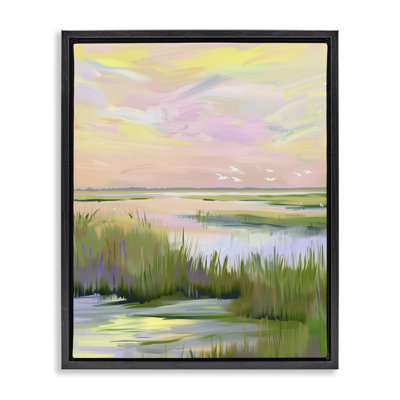 Cadre flottant Soft Soft Marshland Sunrise, design par Arlington Prints