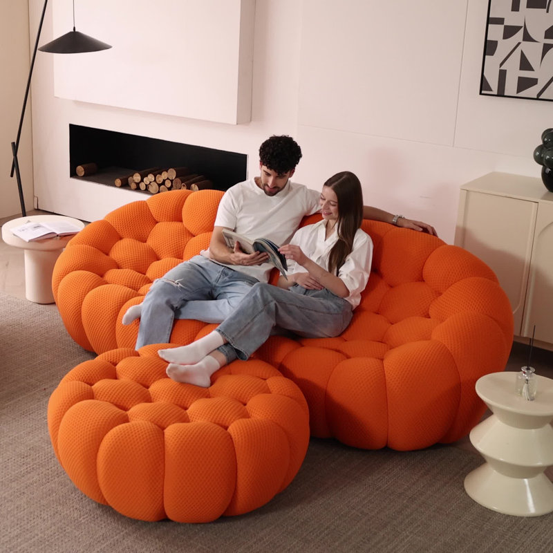 Chelo 78.74'' Orange Upholstered Sofa