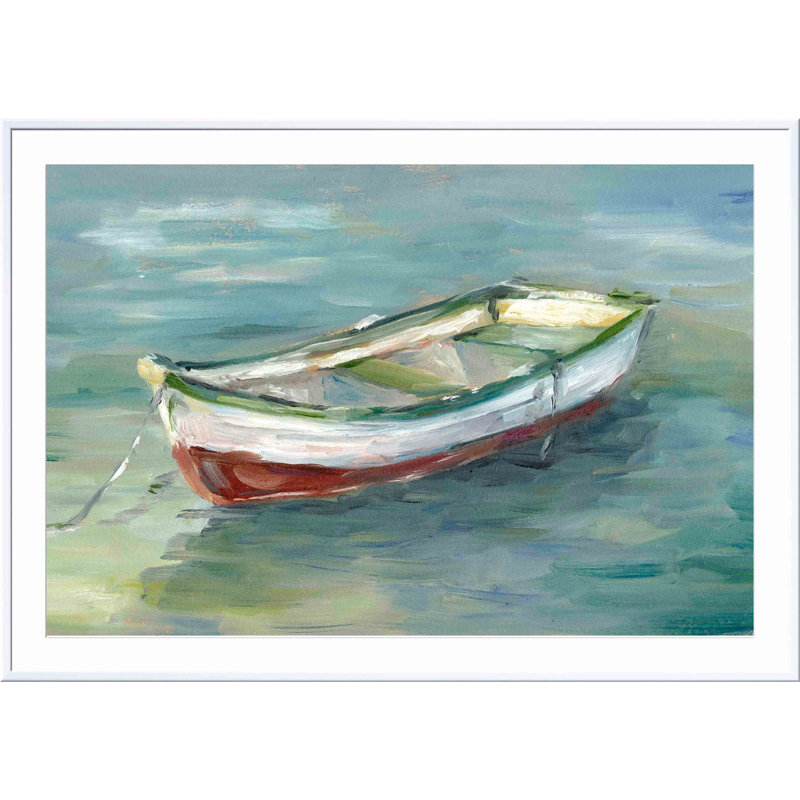 «By the Shore I» par Ethan Harper - peinture encadrée, Blanc, H 12 po x l 12 po