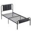 Structure de lit simple Kempst avec tête et pied de lit en bois, lit plateforme simple en métal rustique industriel avec support de lattes robuste, aucun sommier tapissier requis, noir-1593960967-1484010325