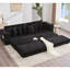 Velours côtelé modulaire de 113,09 po de diamètre avec repose-pieds amélioré, porte-gobelets, 8 coussins décoratifs et pochettes à magazines