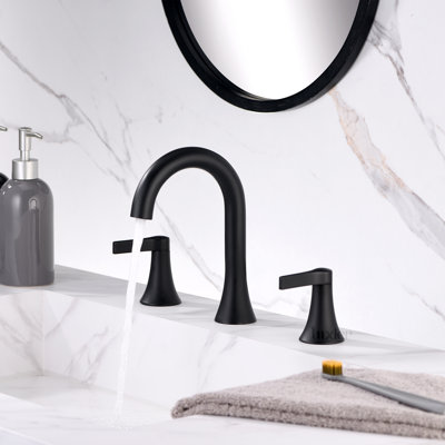 Widespread Bathroom Faucet with Drain Assembly