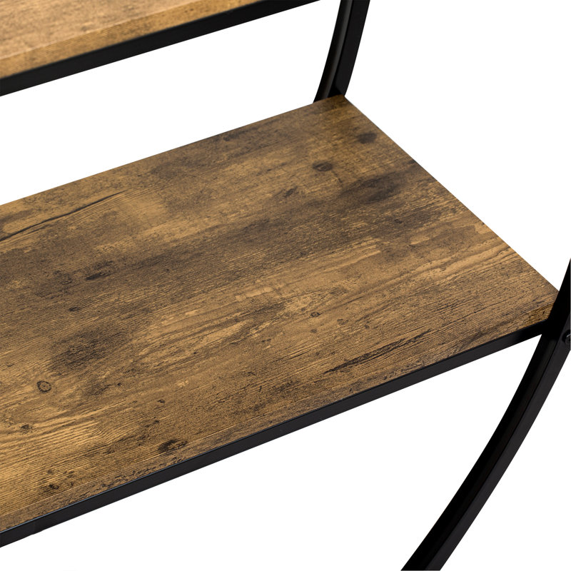 Rustic Industrial Design Demilune Shape Textured Metal Distressed Wood Console Table, Brown