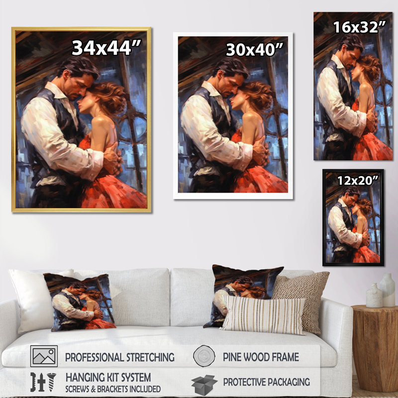 " Couple Dancing Tango I ", 32" H x 24" W, Brown Floater Framed