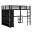 Structure de lit mezzanine avec garde-robe, bureau et tablettes de rangement-1086363261