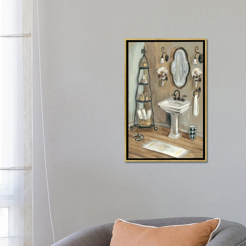 «French Bath I» par Silvia Vassileva - reproduction d'art, Aucun mat, H 26 po x l 18 po x P 1,5 po, Toile encadrée d'or