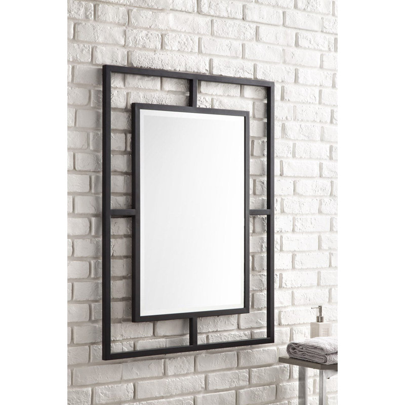 Boston Rectangle Stainless Steel Wall Mirror, Matte Black