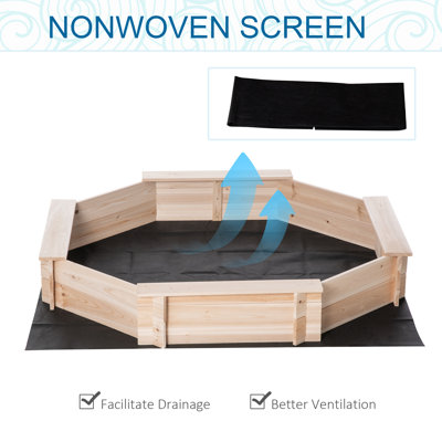 Freeport Park Eley 139.5cm x 54.61cm Solid Wood Hexagon Sandbox with Cover