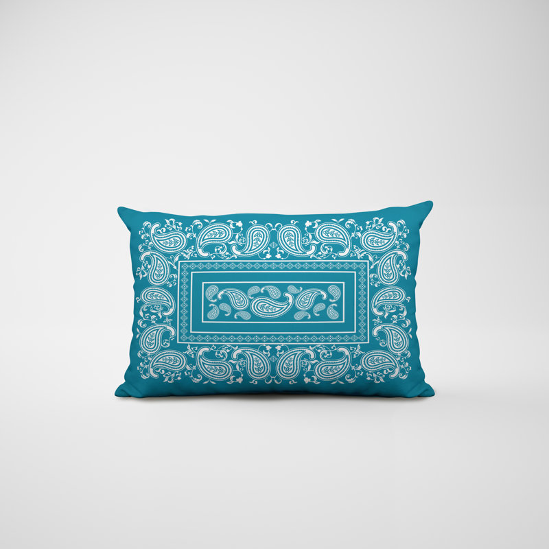 Paisley Outdoor Reversible Throw Pillow, Turquoise
