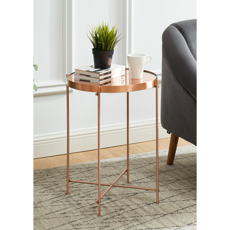 Table de bout avec plateau en verre, Cuivre