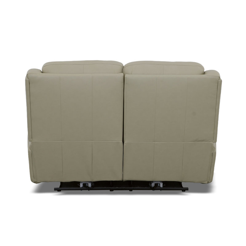 Grant 63" Leather Reclining Loveseat, Ivory Genuine Leather