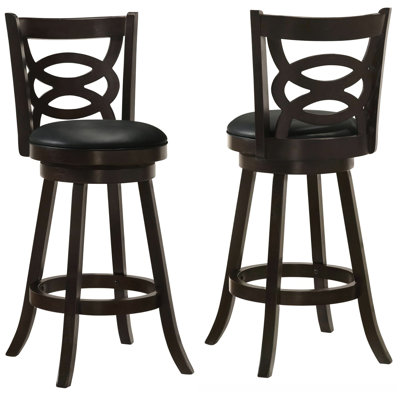 2 tabourets de bar pivotants Cappuccino - ton, coussin de siège noir, salle à manger élégante et élégante, couleur gracieuse pour la pièce
