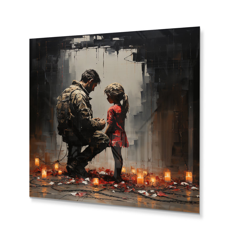 Père et fille - impression sur métal pour enfants, H 16 po x l 16 po x P 1 po