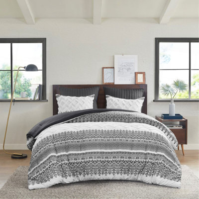 Ensemble d'édredon en coton 3 pièces avec capitonnage en chenille