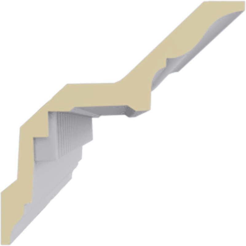 Primed White Polyurethane Geometric Crown Moulding Sample