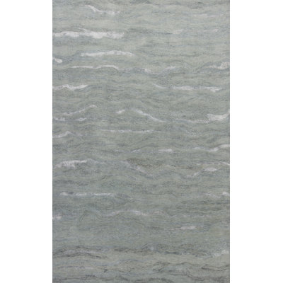 Devizes Haven Silver Slate Wave Striped Handmade Wool Tufted Area Rug