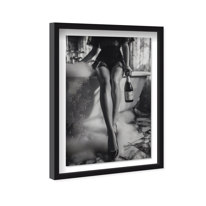 Bubbly Midnight Framed Graphic Art, 55.5"H x 37.5"W, Black Shadowbox