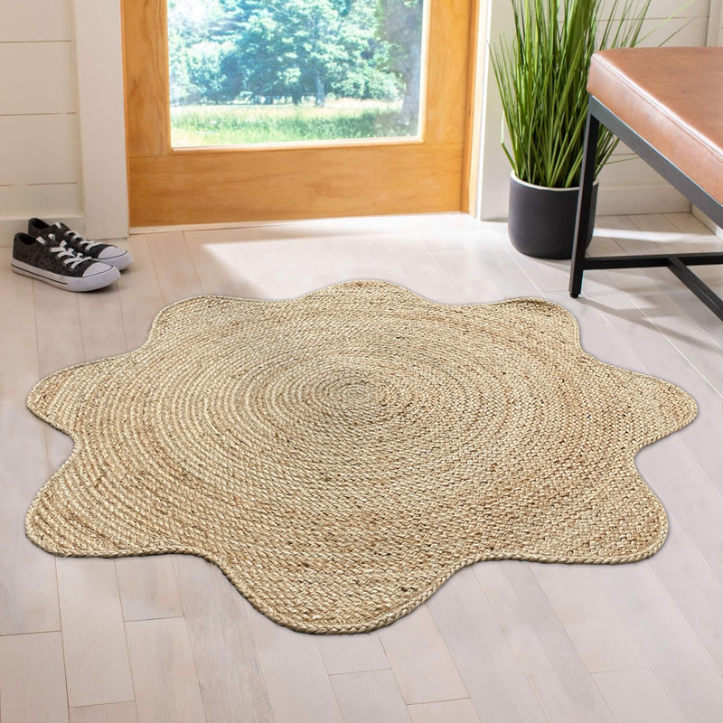 Tapis en jute fleur tressé, Nouveauté 4 pi x 4 pi