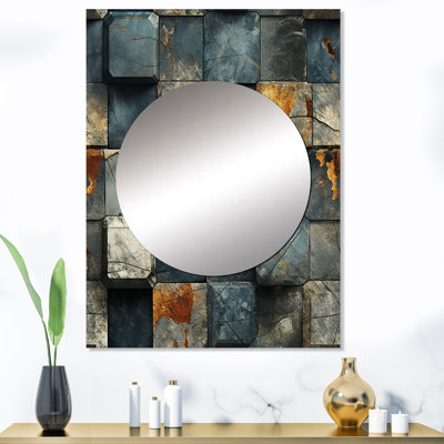 Grey Cubic Striped Wall Pattern - Modern & Contemporary Mirror Wall Decor MTMIR124777