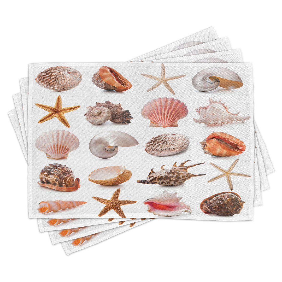 Platzdeckchen 4er-Set, Mollusken Sommerurlaub, Multicolor