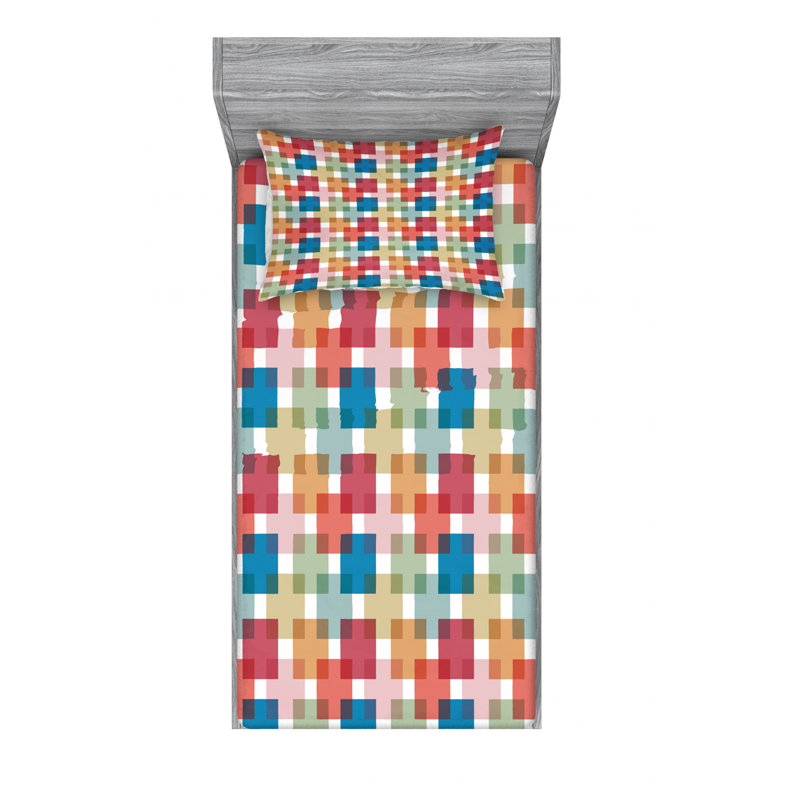 Microfiber Gingham Sheet Set, Twin XL Sheet Set + Fitted Sheet