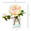 Peony Flower Arrangement in Glass Vase-740358732