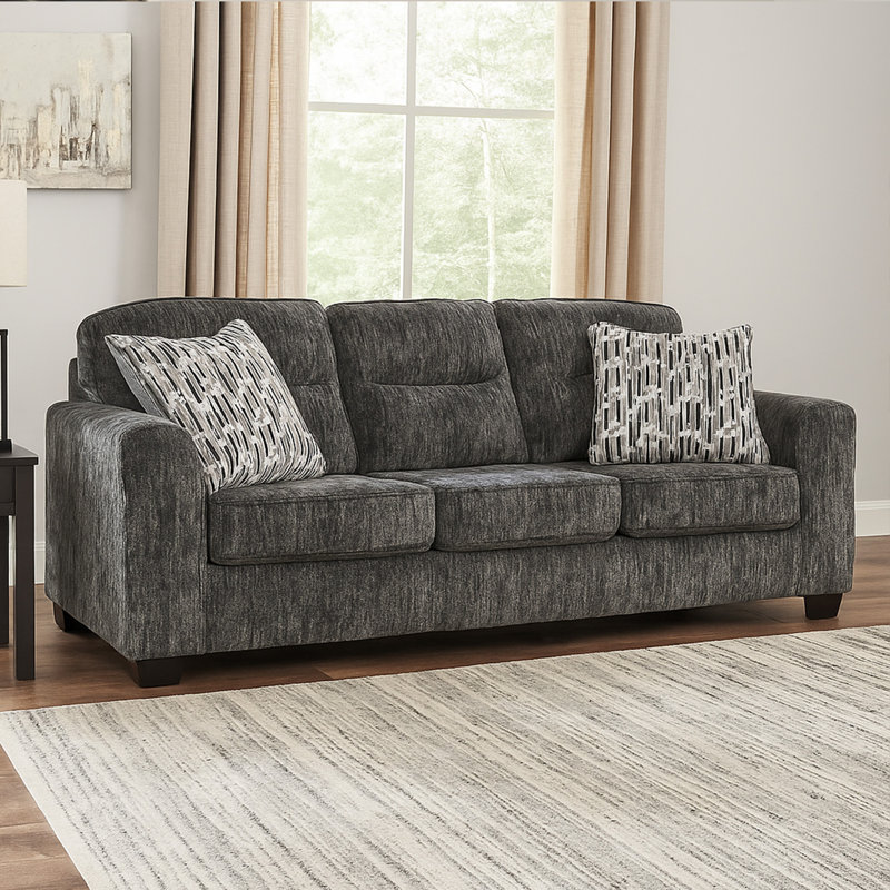 Canapé à accoudoirs carrés MBOLU, H 40 po x l 67 po x P 38 po, Gris
