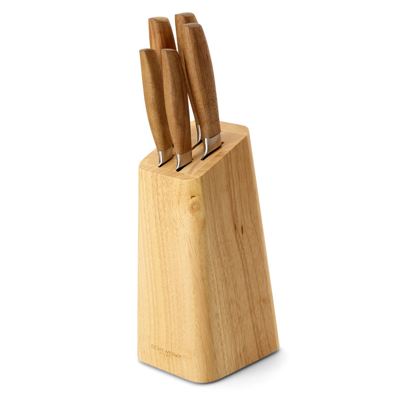 Echtwerk Küchenmesser Set aus hochwertigem Stahl, 6-tlg mit Holzblock aus Pakkaholz, Extrem scharf, Black-Edition
