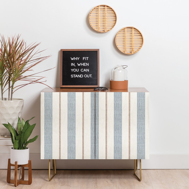 Crédence 2 portes Little Arrow Design Co Ivy Stripes, Blanc / bleu