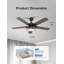 Ventilateur de plafond avec lumières, télécommande, 52 pouces, (5 pales)-1336716870-1336716868