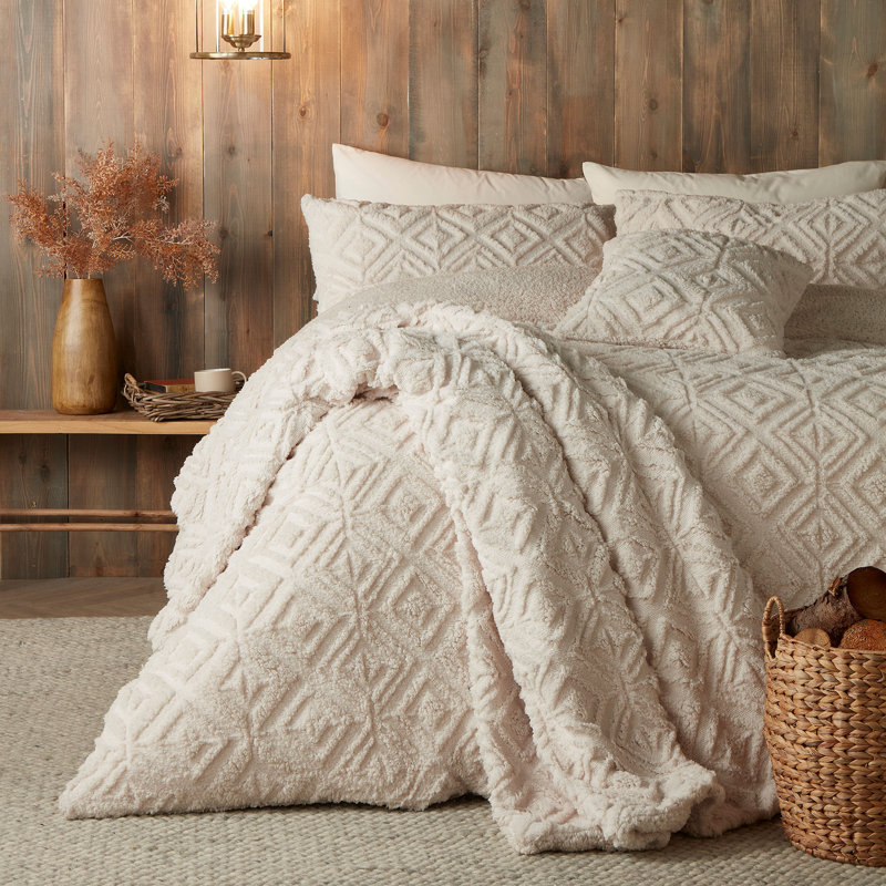 Geo Fleece Square Throw Cushion Cover, Natural