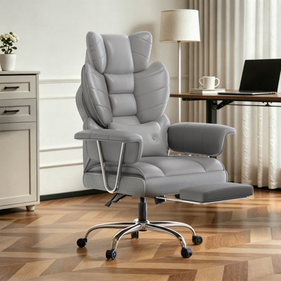 Ergonomic High Back Executive Office Chair with Retractable Footrest, Lumbar Support and Adjustable Height