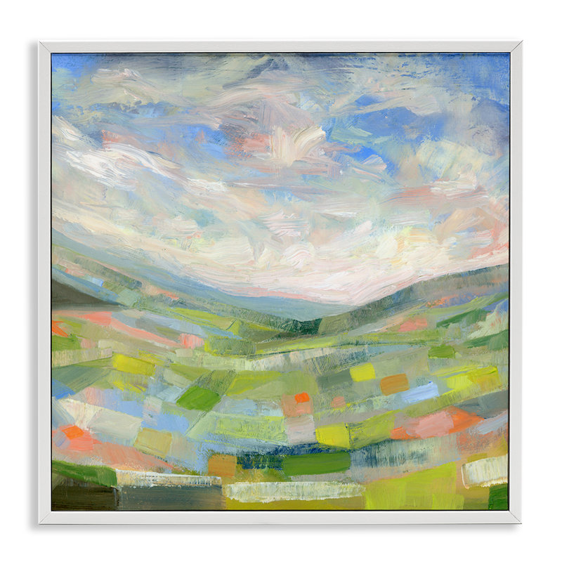 Scène de campagne géométrique Jolly, giclée encadrée, design par Ashley Davis, H 17 po x l 17 po