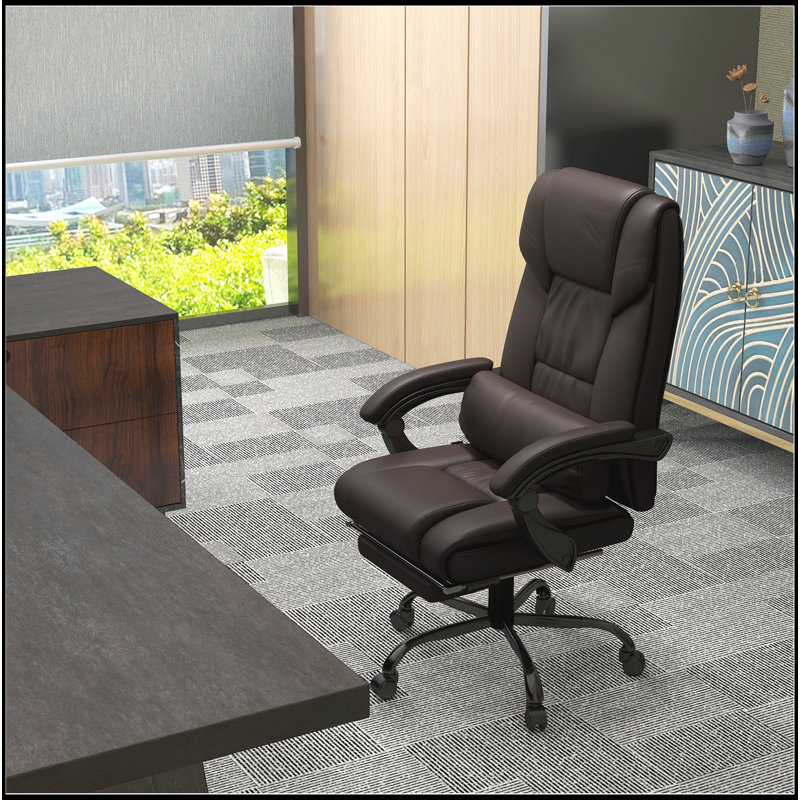 Fauteuil de bureau inclinable confortable avec massage avancé et fonctions réglables, Brun
