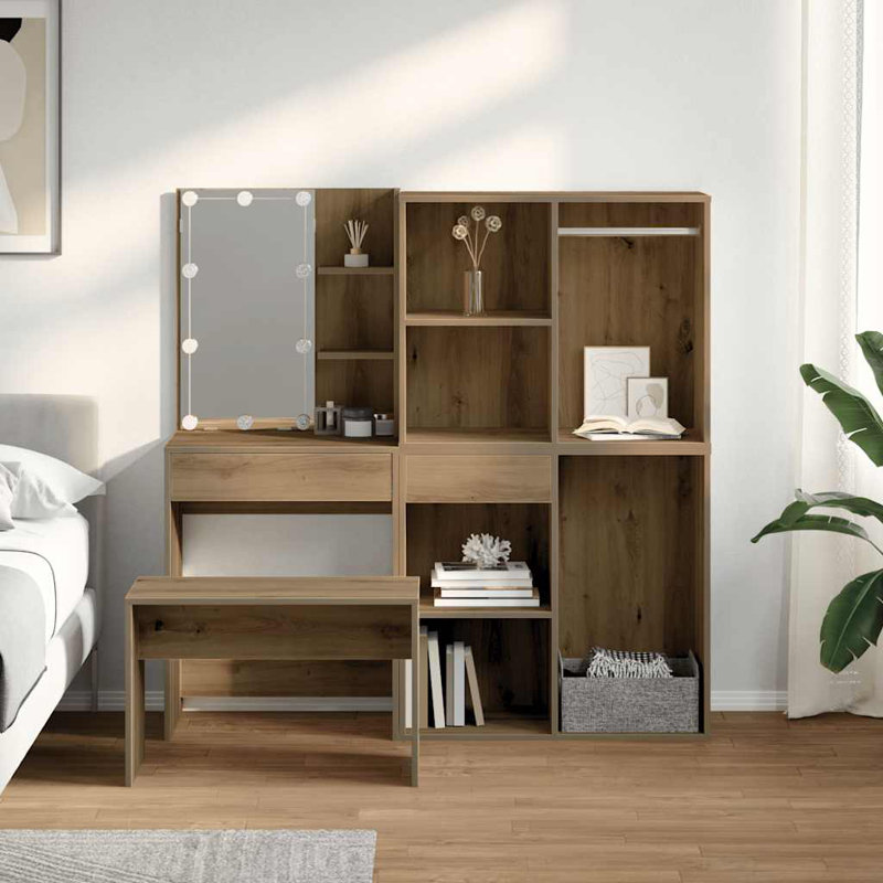 Rosilind Dressing Table with Mirror, Artisan Oak