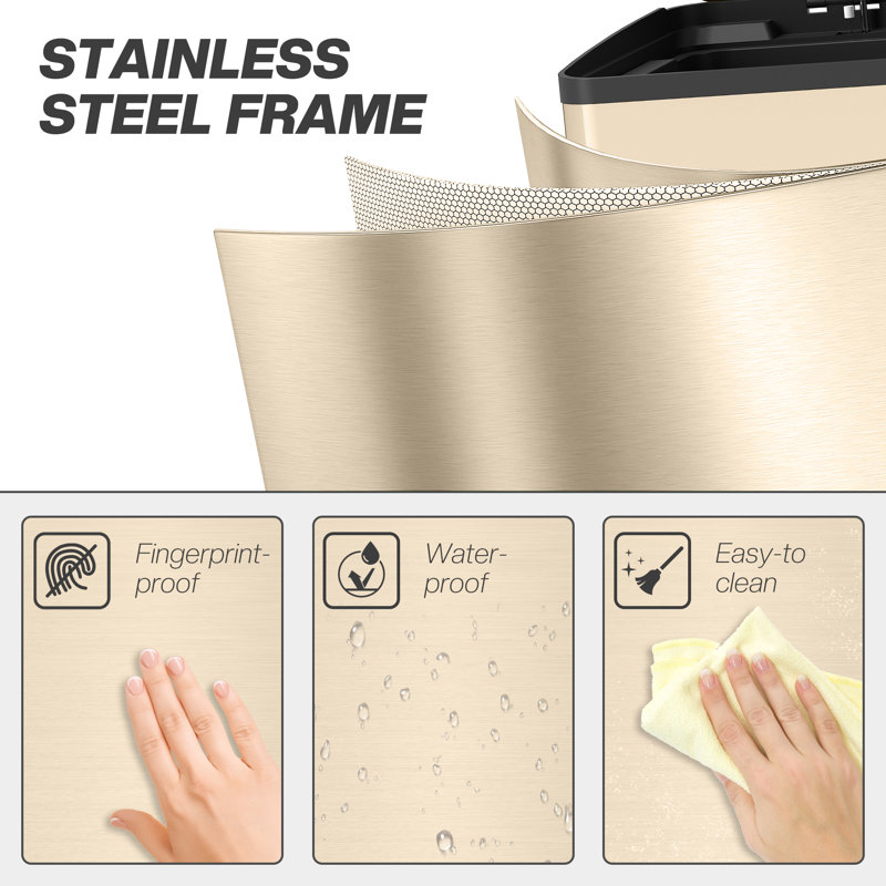  2 x 20L Dual Rubbish Bin Pedal Bin for Recycling and Waste, Gold Tone, Gold