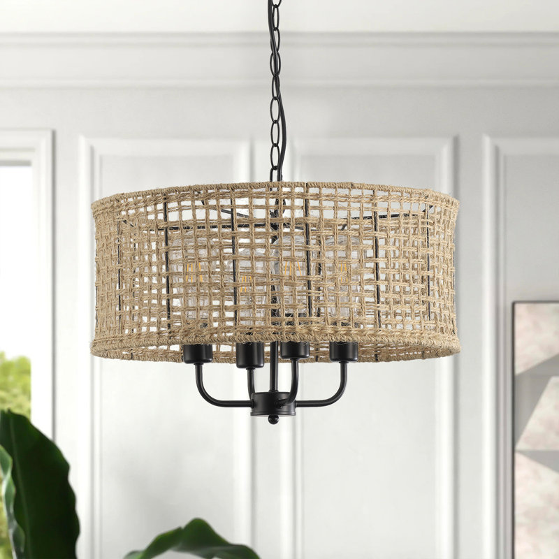 Luminaire suspendu rond en fer 4 lumières