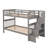 Space-Saving Twin Bunk Bed With Staircase Storage And Guard Rails-366324504