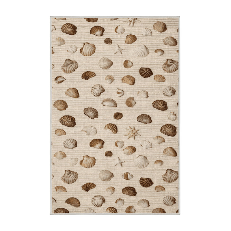  Tapis hawaïen lavable Seashells, Rectangulaire 3 pi x 5 pi
