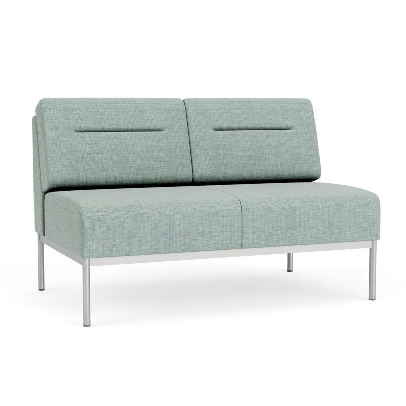 Causeuse Darsey, Chambray écume de mer, Sans alimentation, Argent argent