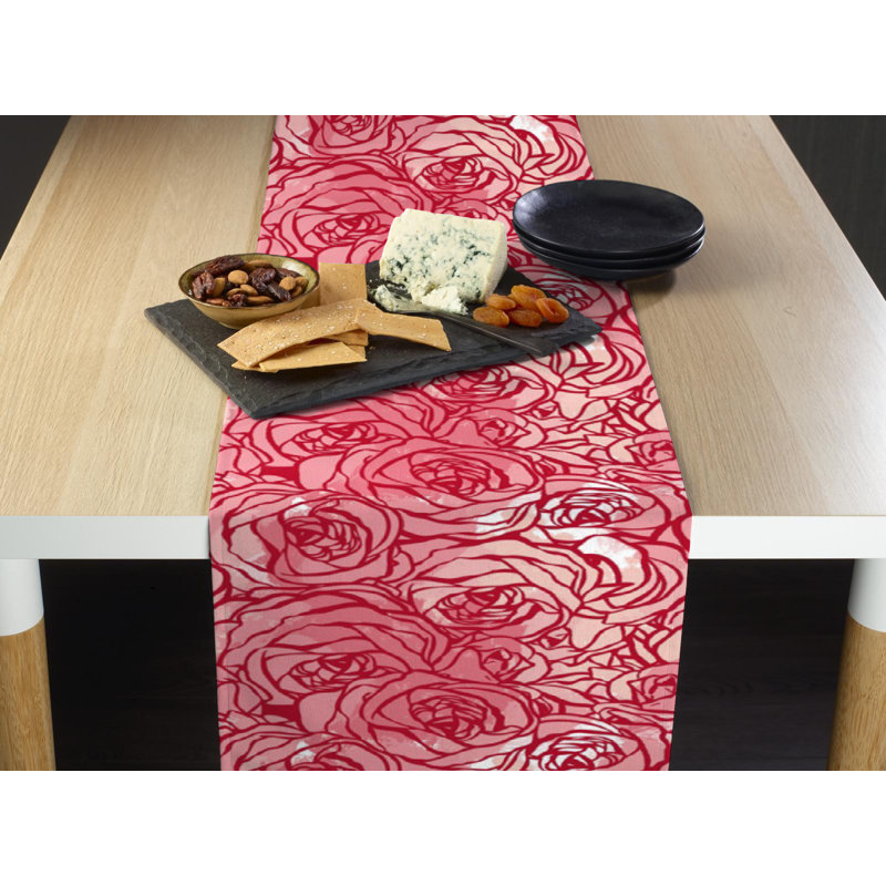 Simonetti Hand Drawn Roses Table Runner, 108" L x 14" W