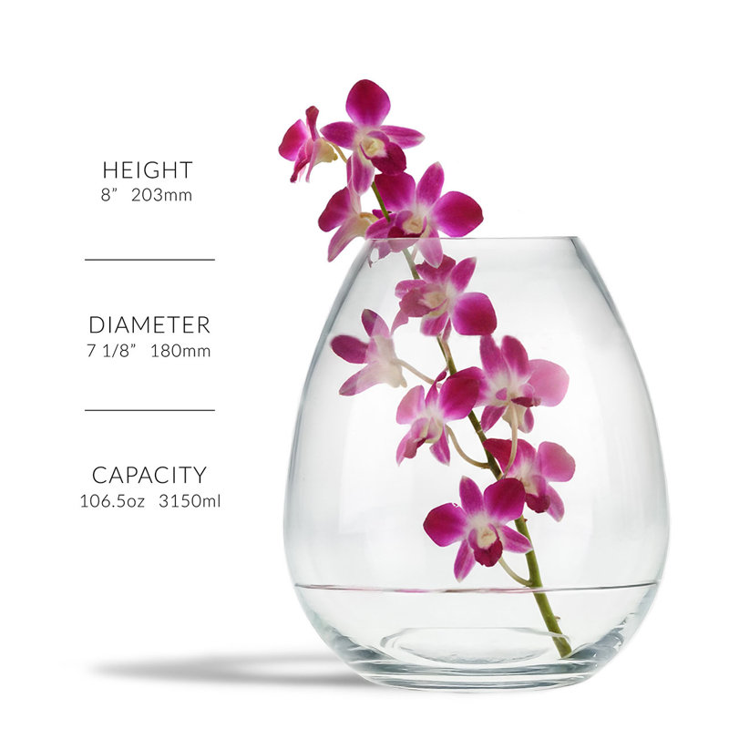 8 inch Glass Breda Table Vase, 107 oz Capacity