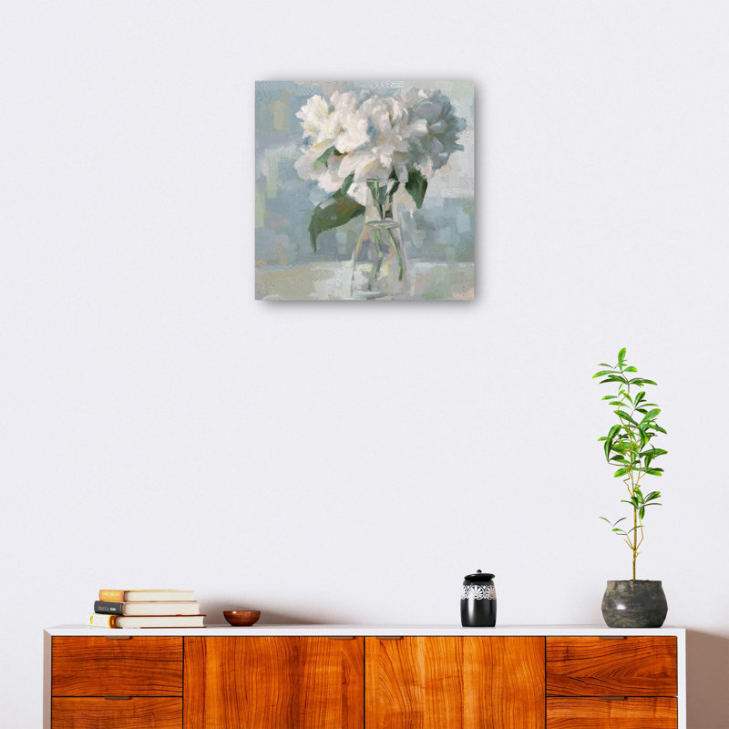 Large White Floral Canvas Art Print in Soft Pastel Colors