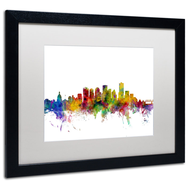 "edmonton canada horizon" , impression encadrée, H 16 po x l 20 po x P 0,5 po, Blanc