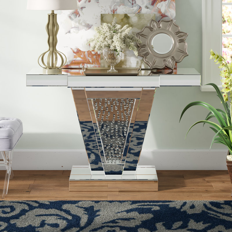 Stonebraker 47'' Glass Top Console Table