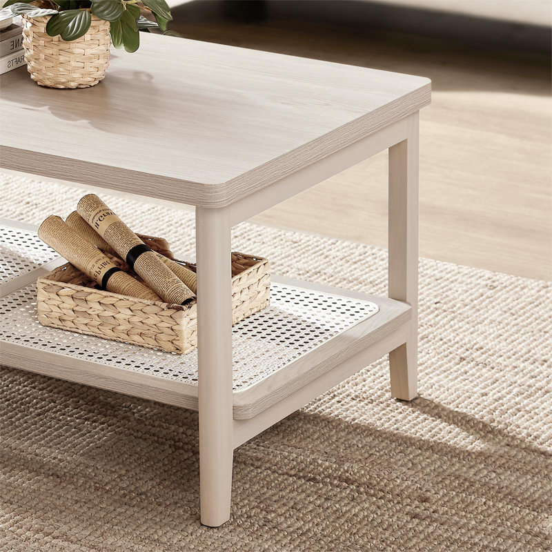 Table basse avec tablette de rangement Alaura, Café clair, H 18,1 po x l 39,4 po x P 21,7 po